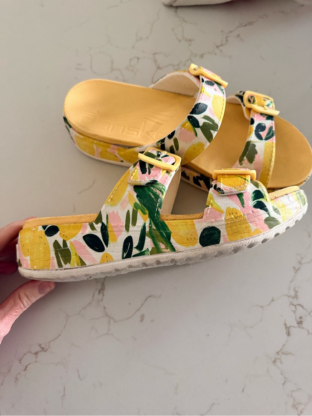 Dansko Yellow Floral Double Buckle Slide Sandals - Picture 4 of 10